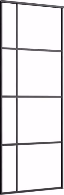 Berkfield Home Sliding Door in Black Aluminium with Frosted ESG Glass, W: 76 cm, H: 205 cm