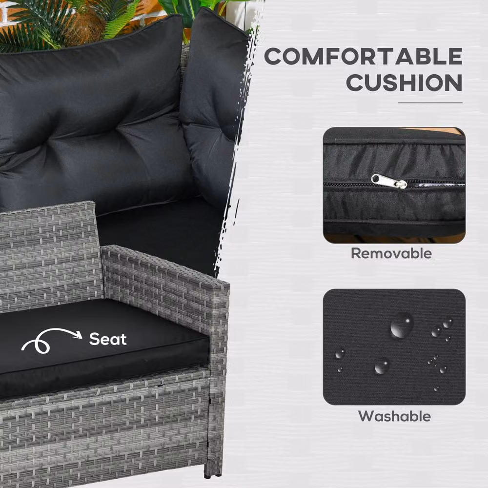 STILVORA 5-Piece Modern Sofa Set with Rattan Design in Grey – 5