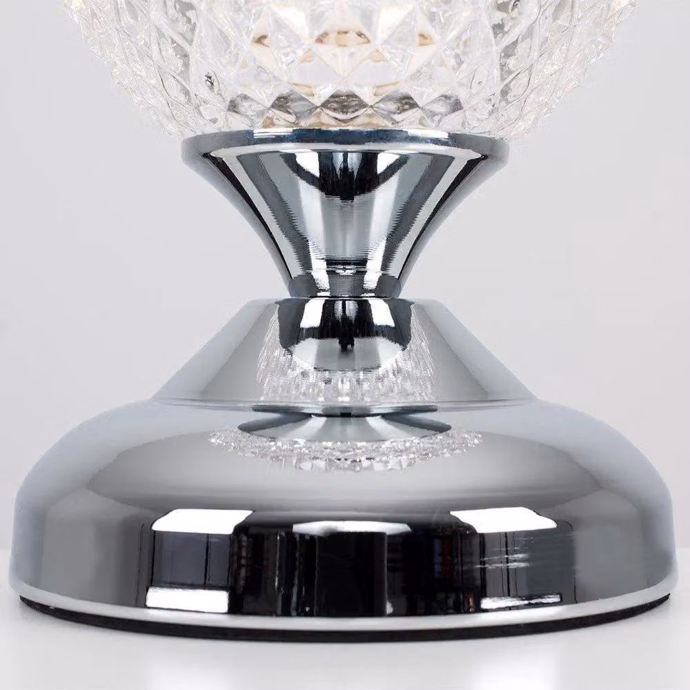 ValueLights Set of 2 Modern Silver Chrome and Glass Dimmable Touch Table Lamps – 4