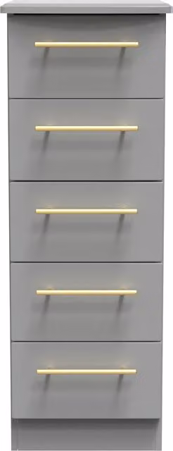 Haworth Ready Assembled 5 Drawer Tallboy in Dusk Grey