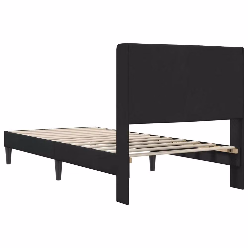 Berkfield Home Modern Velvet Bed Frame with Headboard in Black, W/D/H: 90 x 190 cm – 4