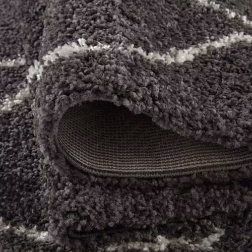 THE RUGS Modern Moroccan Boho Design Living Room and Bedroom Rug, Dark Grey/Ivory, W: 240 cm, D: 340 cm – 5