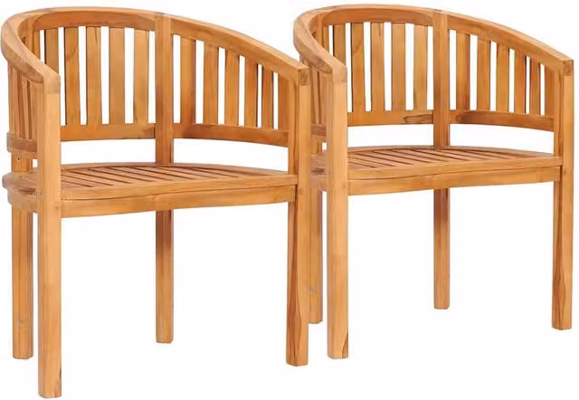 Berkfield Home Banana Chairs Set of 2 in Brown Solid Teak Wood – 1