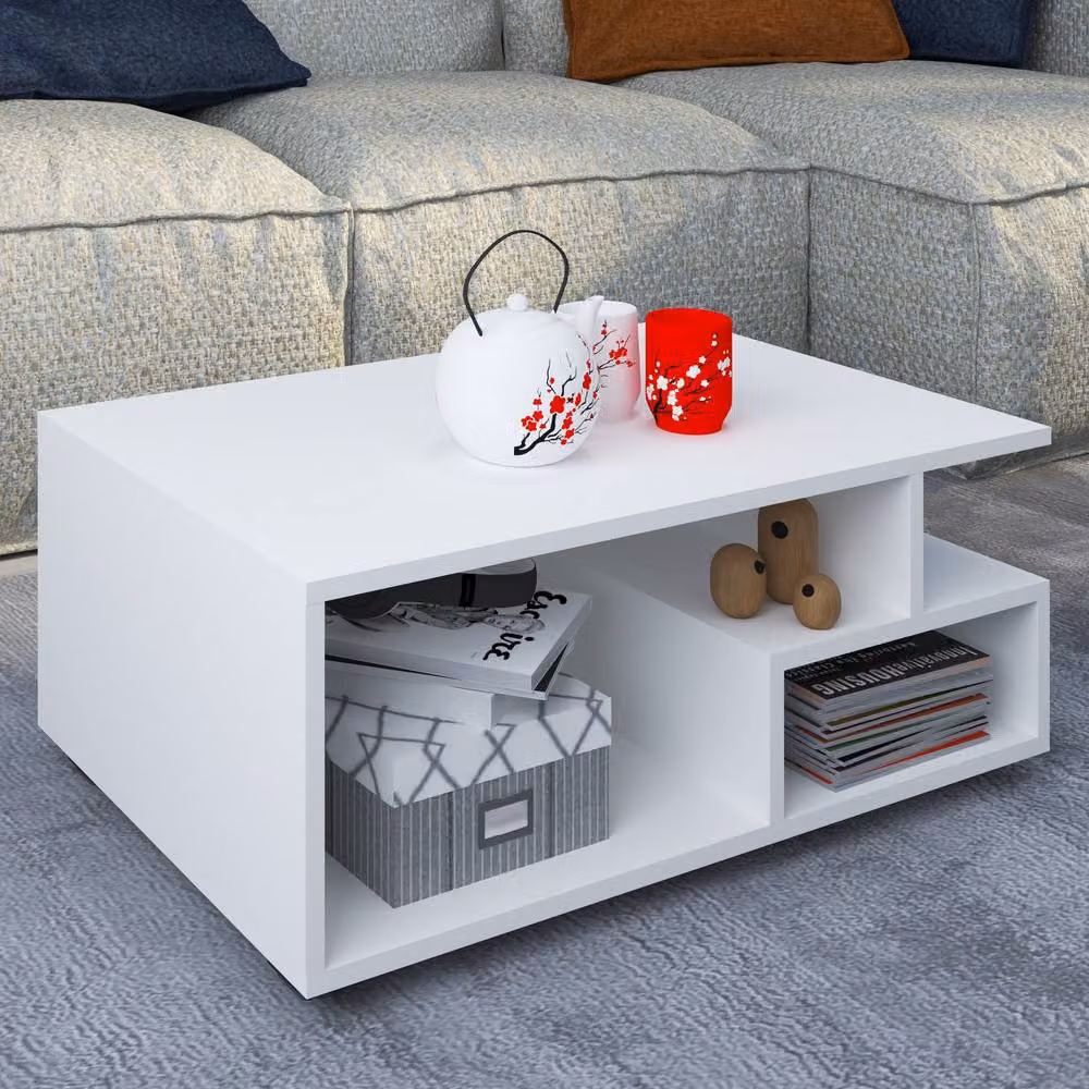 VCM Sulas Wood Sofatic Coffee Table in White, W/D/H: 80 x 50 x 40 cm – 2
