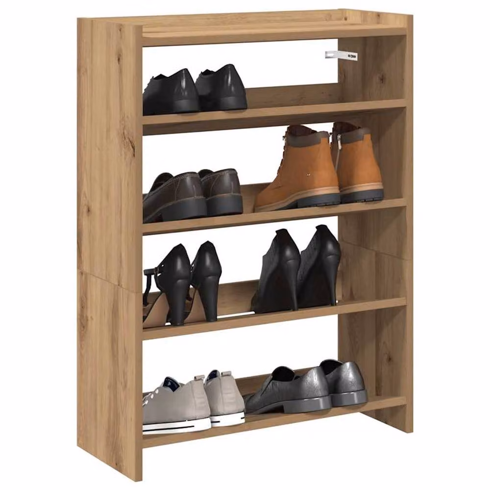 Berkfield Home Artisan Oak Shoe Rack in Brown, W/D/H: 60 x 25 x 81 cm – 2