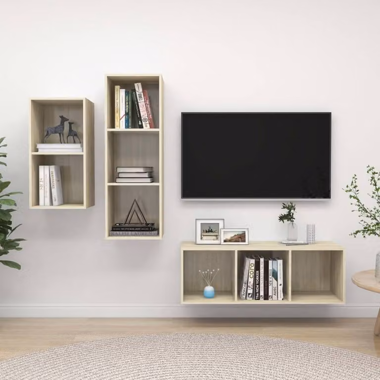 Berkfield Home 3 Piece Sonoma Oak TV Cabinet Set in Light Oak