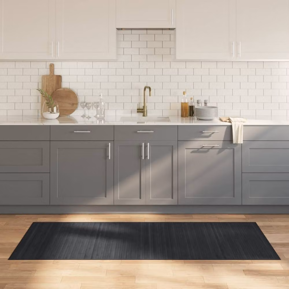 Berkfield Home Rectangular Bamboo Rug in Grey, W: 80 cm, L: 200 cm – 2