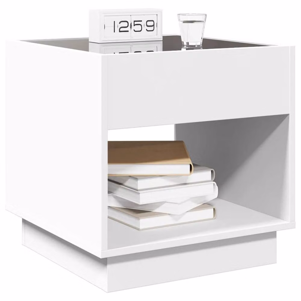 Berkfield Home Infinity LED Bedside Table in White, W/D/H: 50 x 50 x 50 cm – 2
