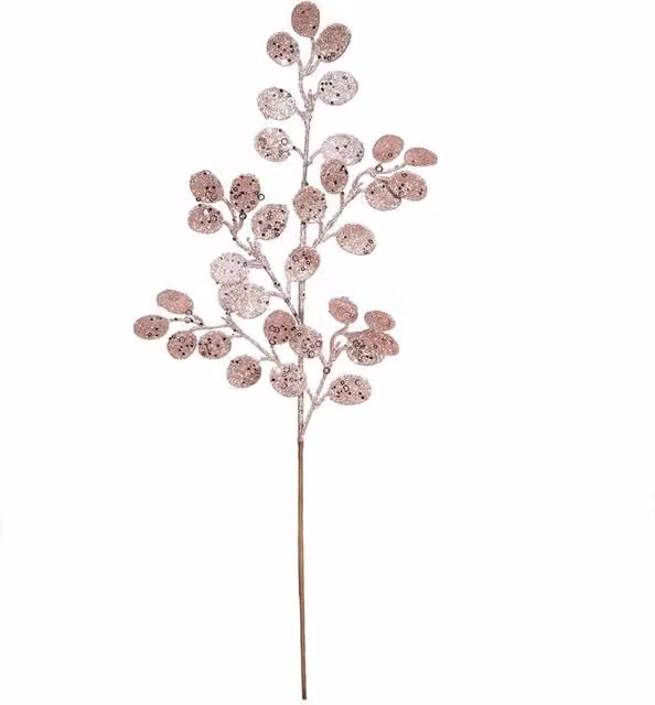 Kingsbury Gifts Pink Glitter Eucalyptus Artificial Stem