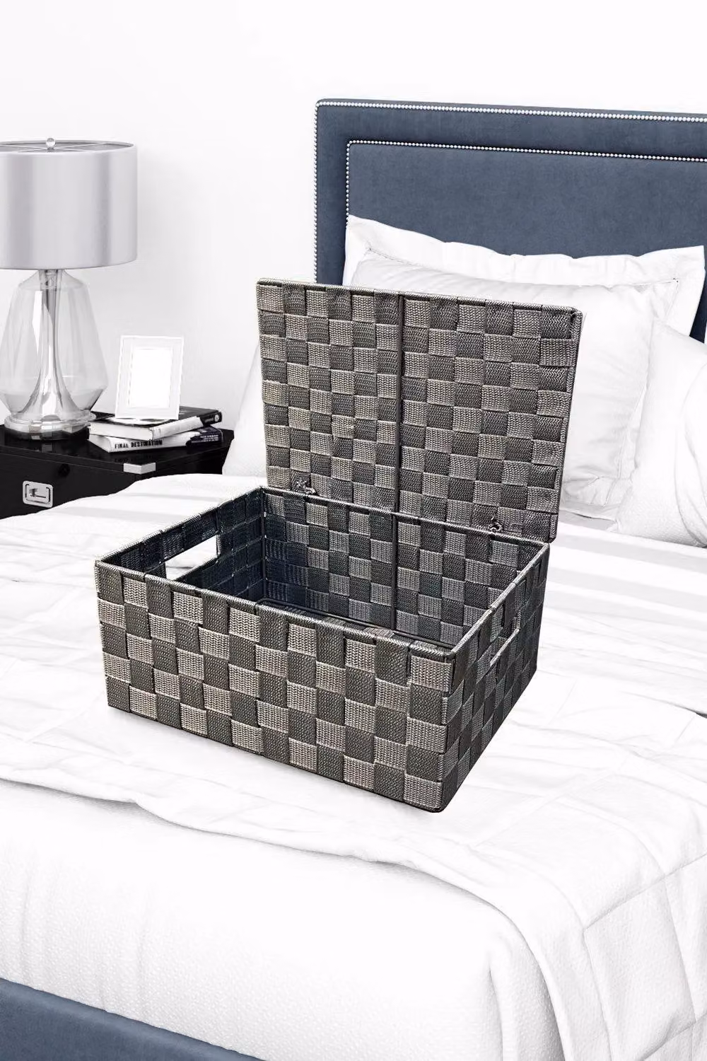 Arpan Set of 3 Grey Nylon Hand Woven Storage Baskets with Handles – 3
