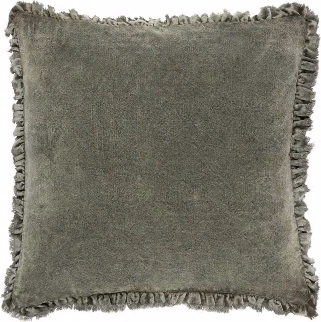 Make It A Home Bertie Cotton Velvet Cushion in Moss Green with Feather Filling
