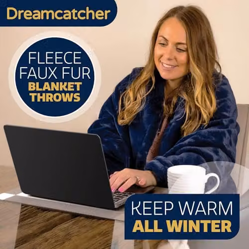 Dreamcatcher Faux Fur Throw Blanket, Blue, W/D: 160 x 130 cm – 4