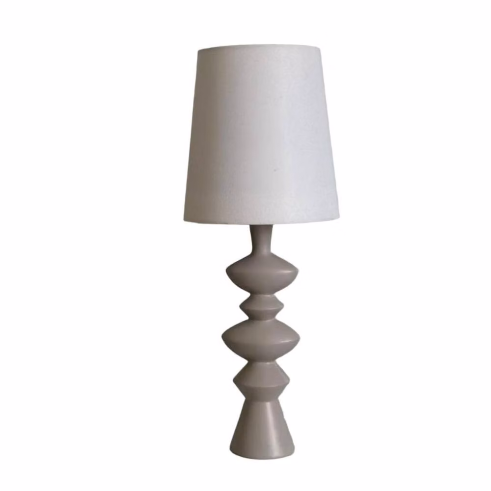 Pagazzi Cheryll Resin Table Lamp in Beige with White Fabric Shade – 2