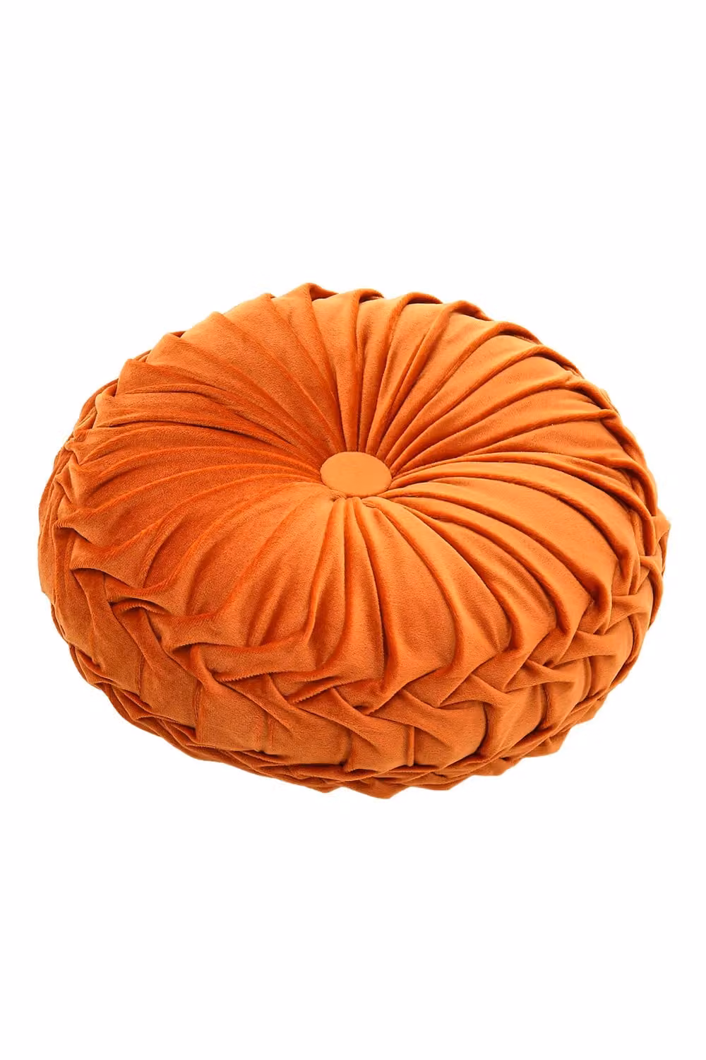 Living and Home Orange Round Velvet Pleated Pumpkin Throw Pillow, Diameter: 35 cm – 2