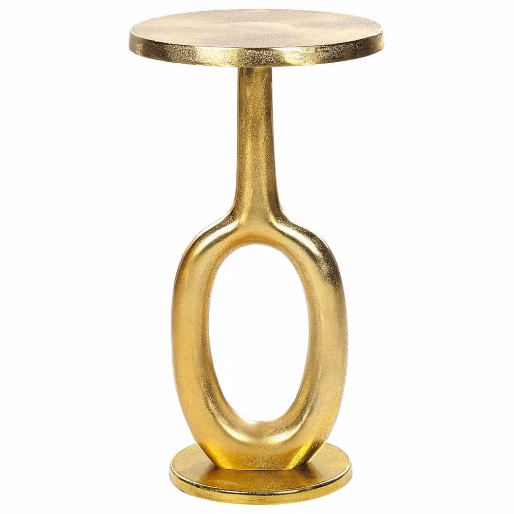 Wyld and Coco Auric Home Side Table in Gold with Distressed Aluminium Top, W/D/H: 29 x 29 x 55 cm – 2