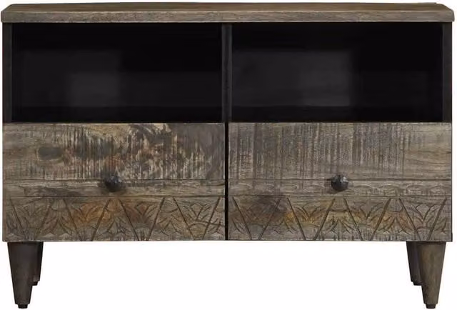 Berkfield Home Light Grey Mango Wood TV Cabinet W: 70 cm, D: 33.5 cm, H: 46 cm – 1