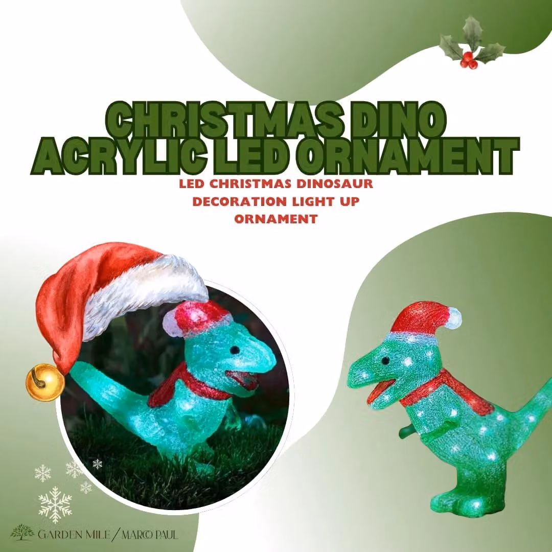 Marco Paul Dinosaur Christmas Lights - Green Novelty LED Battery Operated Lights – 4