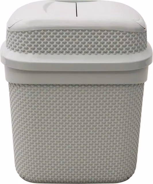 JVL Droplette Design Plastic Lidded Bin in Grey
