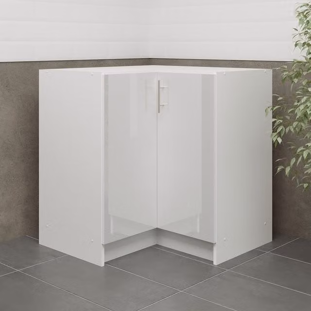 JD Greta Modern White Gloss Kitchen Corner Unit with Hinged Doors