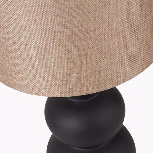Ruma Abstract Ceramic Table Lamp with White Base and Black Fabric Shade – 3