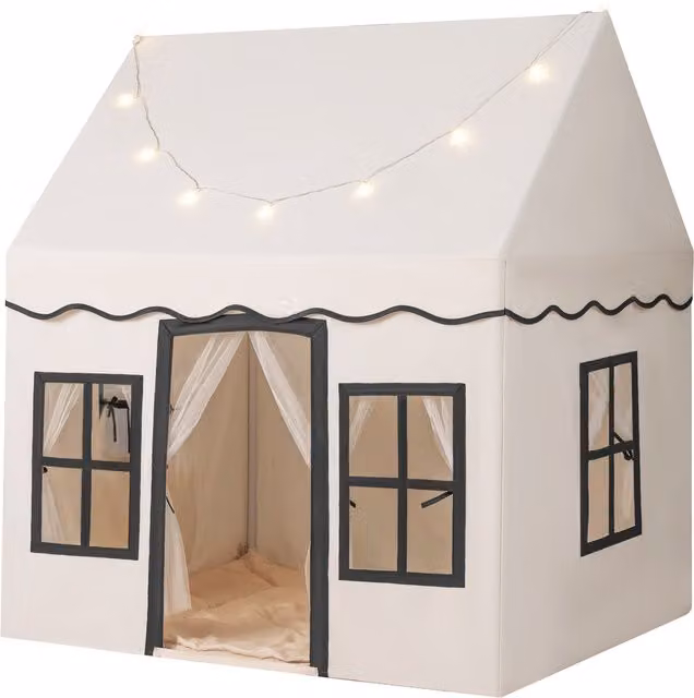 COSTWAY Indoor Kids Playhouse in Beige and Black