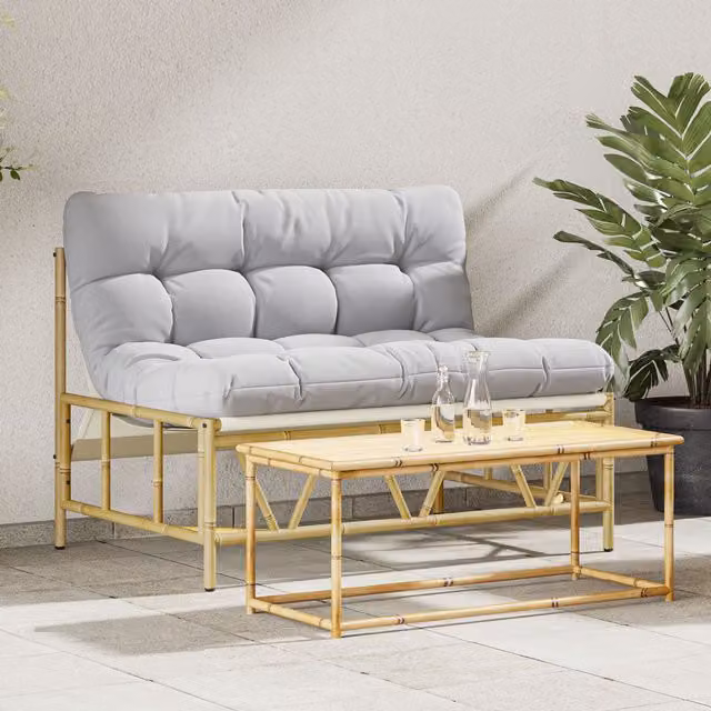 Berkfield Home Modern Garden Bench with Cushion in Grey, W/D/H: 110 x 80 x 71 cm – 1