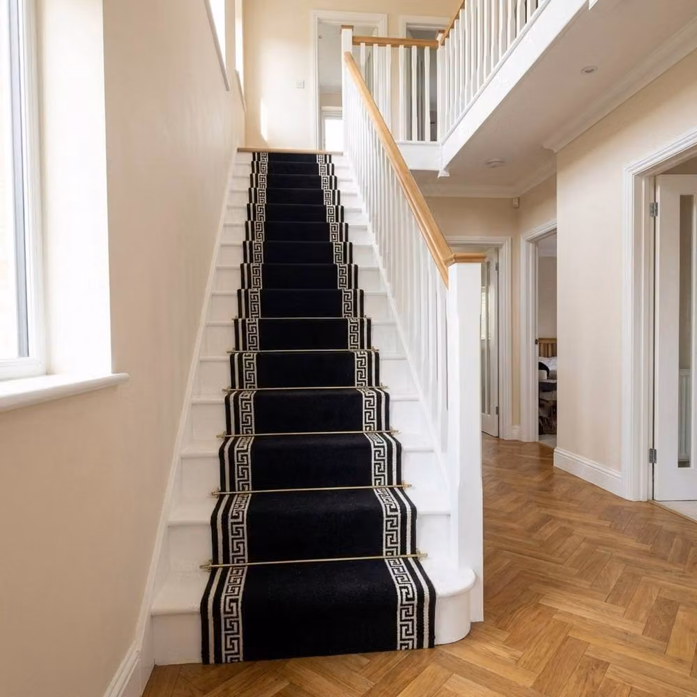 runrug Key Stair Runner Carpet in Black, W: 70 cm, L: 540 cm – 8