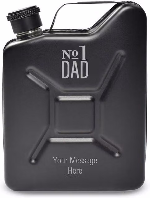 Uniqueful Men's Personalised No.1 Dad Black Jerry Can Hip Flask, 100ml – 1