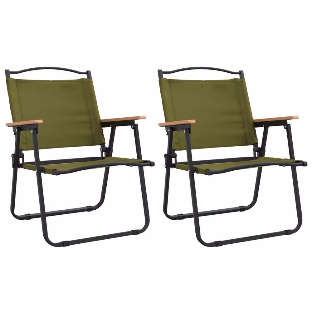 Berkfield Home Green Oxford Fabric Camping Chairs, 2 Pack, W/D/H: 54 x 55 x 78 cm – 2