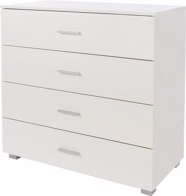 Core Products Ltd Lido 4 Drawer Chest in White and Silver Glossy Finish