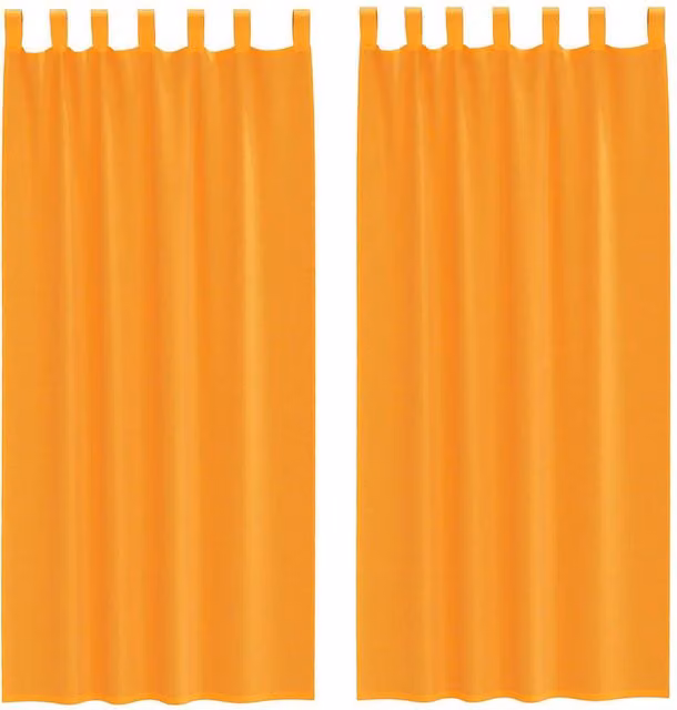 Berkfield Home Orange Voile Fabric Panel Curtains with Tabs, 2 Pack, W: 140 cm, H: 245 cm
