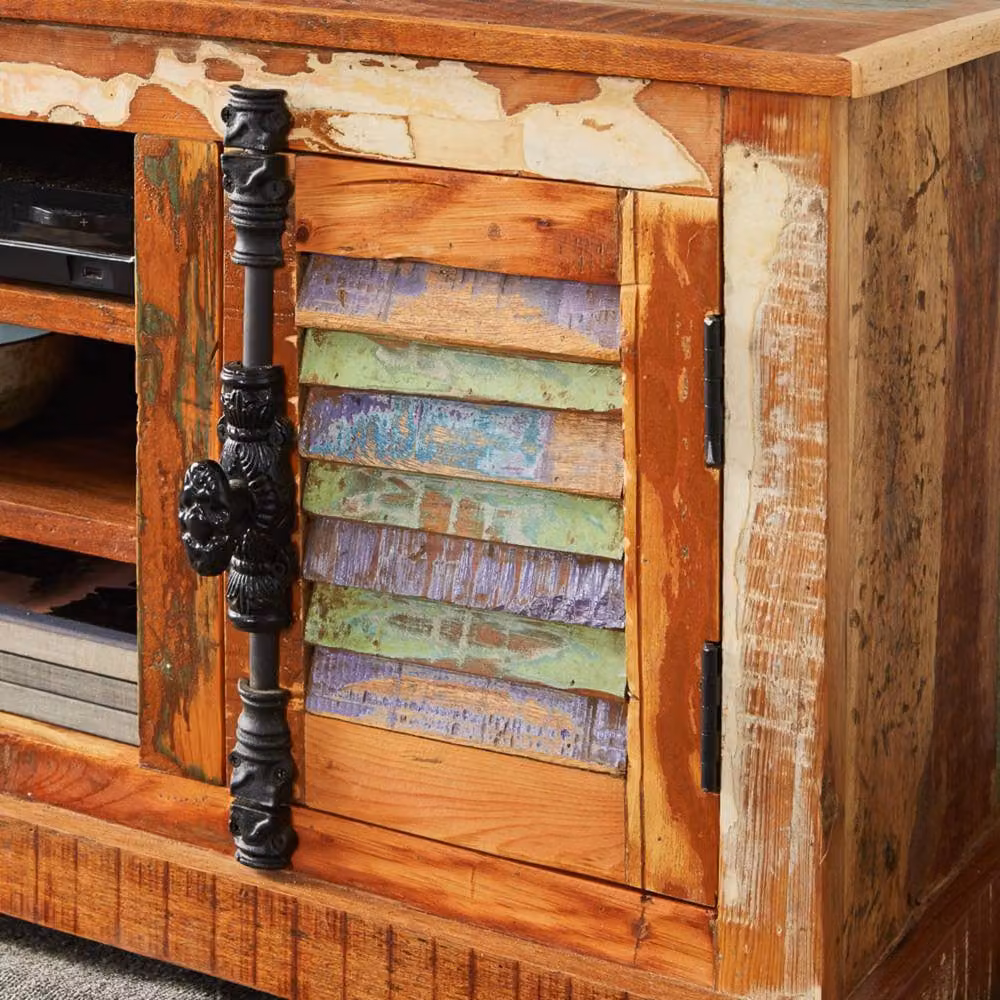 Wyld Haus Seattle Rustic Reclaimed Wood TV Cabinet in Brown – 3