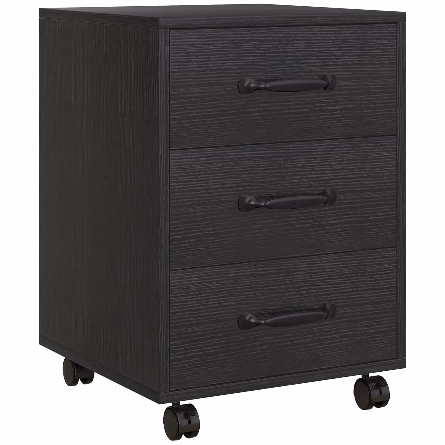 HOMCOM Mobile Under Desk File Cabinet with 3 Drawers and Lock, Black – 2