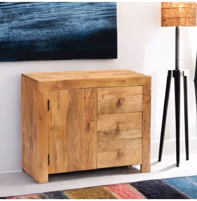 IH Design Duvid Light Mango 3 Drawer Sideboard in Brown – 1