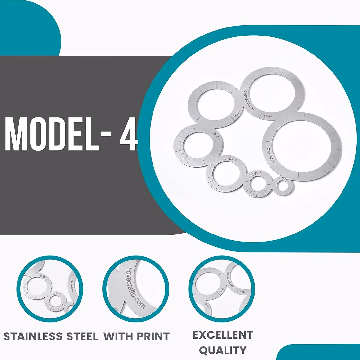 Novecrafto Stainless Steel Leather Corner and Circle Cutting Template Guide in Silver – 3