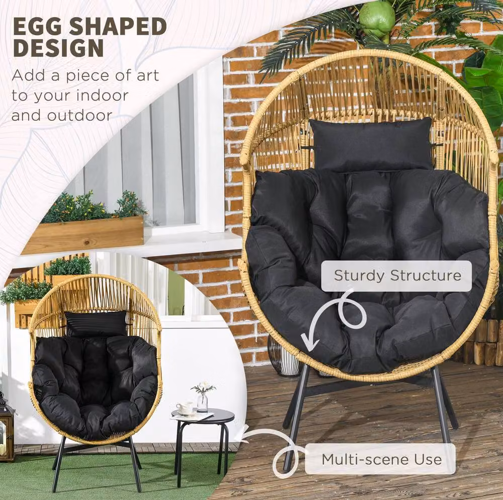 STILVORA Modern Egg Chair with Padded Seat Cushion in Brown and Black – 3