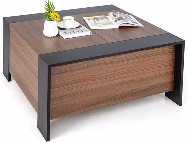 Kelvenix Square Extendable Cocktail Tea Table in Brown