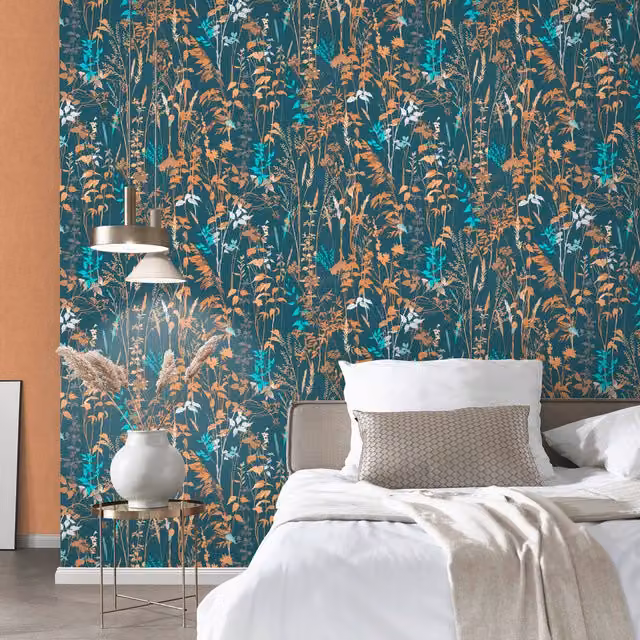 Erismann Blue Floral Botanical Nature Wallpaper Roll