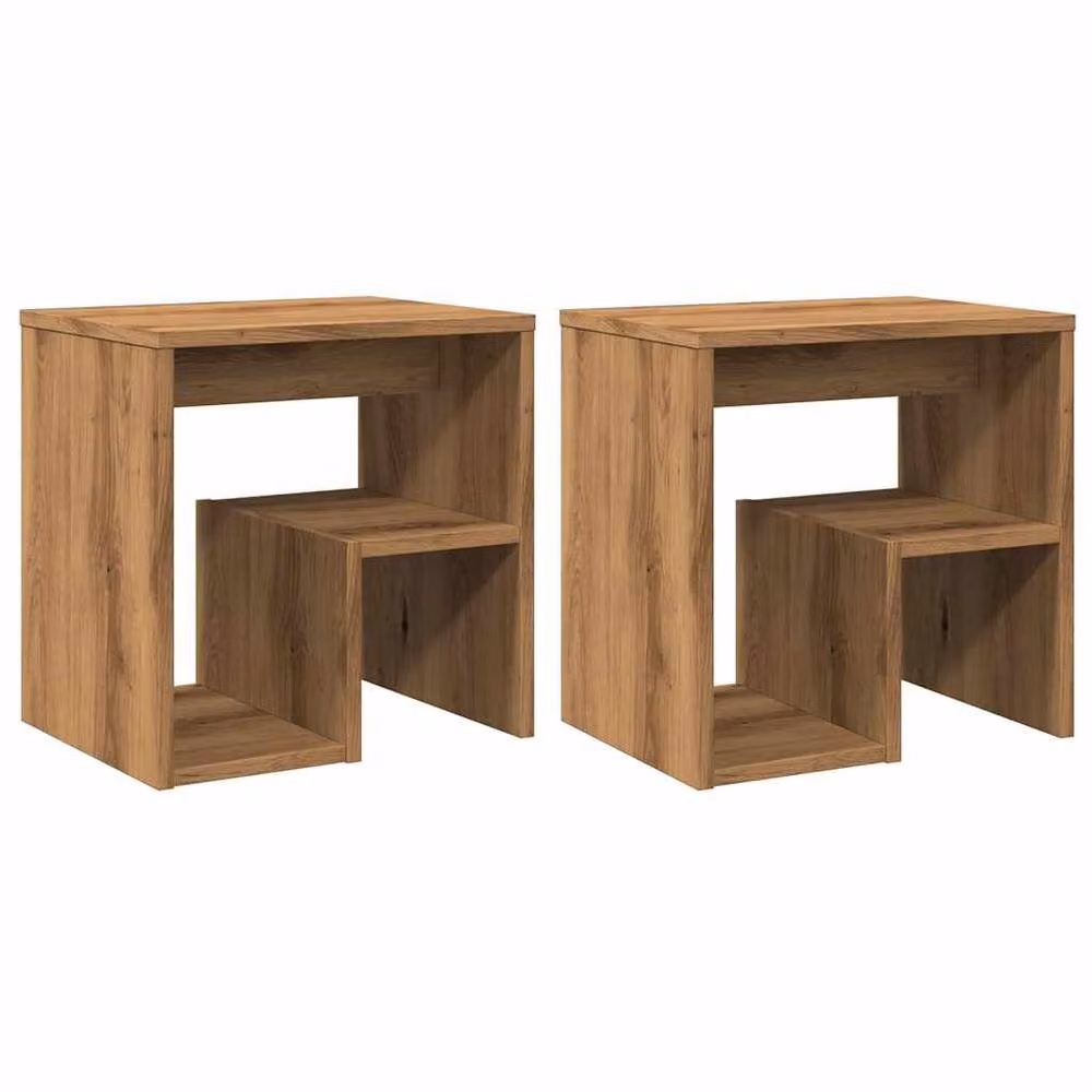 Berkfield Home Set of 2 Artisan Oak Bedside Cabinets in Brown, W/D/H: 40 x 30 x 40 cm – 2