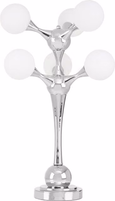 Interiors by Premier Heba 6 Light Chrome Table Lamp with White Glass Shades in Silver
