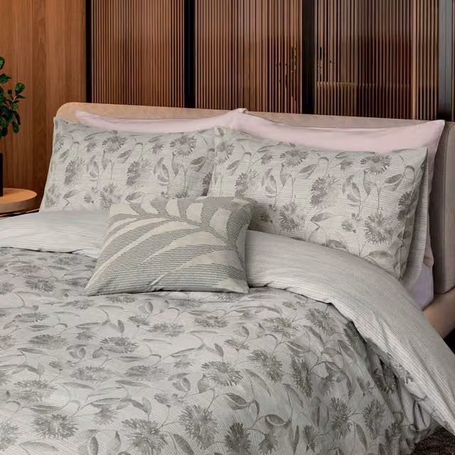 Nalu Nicole Scherzinger Kalea Single Duvet Cover and Pillowcase Set, Kohala Green Floral Cotton Reversible, 90 x 200 cm