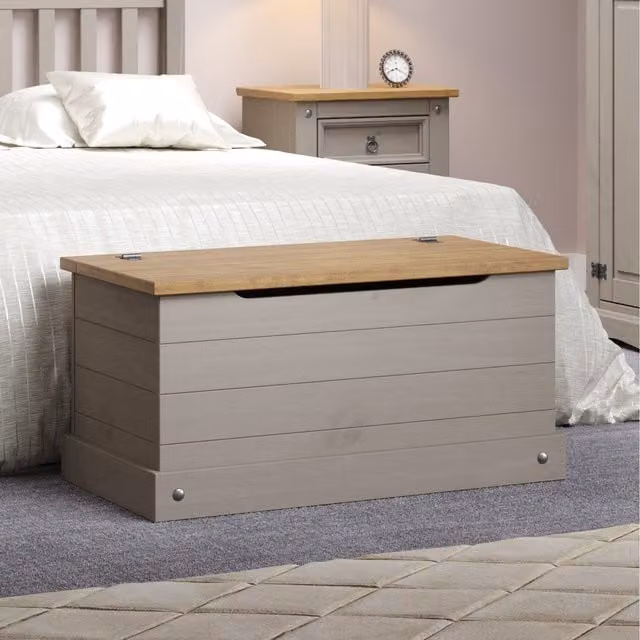 Corona Storage Trunk in Grey Washed Wax