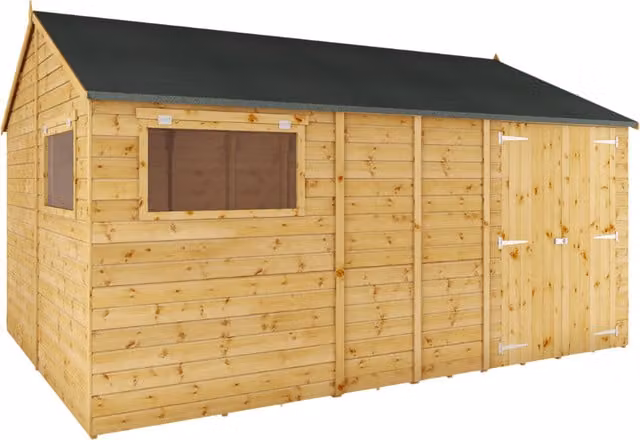 Waltons Brown Wooden Shiplap Reverse Apex Garden Shed and Workshop