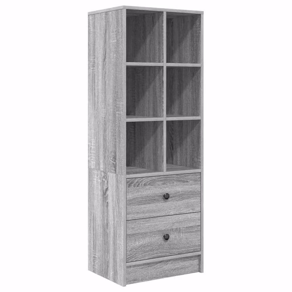 Berkfield Home Grey Modern Shelving Unit in Grey Sonoma Particle Board and MDF – 3