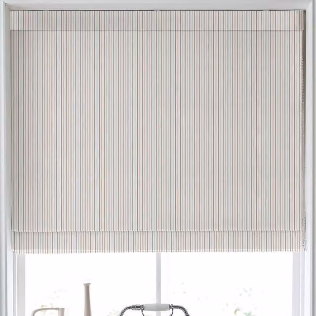 Laura Ashley Candy Stripe Blackout Made to Measure Roman Blind in Apricot, Pink and Multicolour