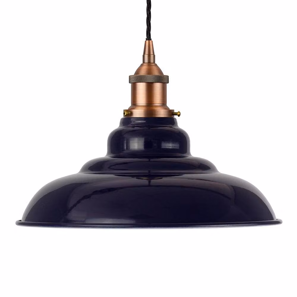 SE Home St Edmund's Pendant Light in Blue and Matt Antique Copper