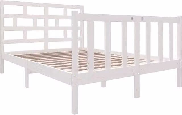 Berkfield Home Beautiful Bed Frame in White Solid Pine Wood, W/D/H: 140 x 190 x 69.5 cm