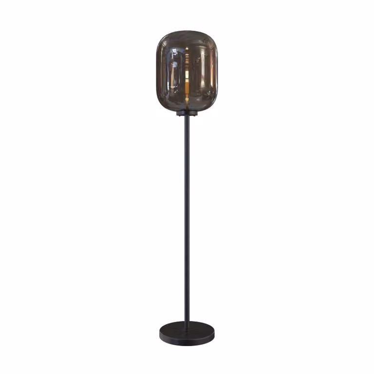 Dôme Deco PAXTON Modern Dome Floor Lamp in Brown and Black Metal and Glass