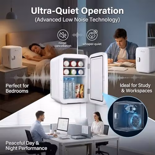 Alivio 6L Mini Portable Electronic Refrigerator in White for Drinks, Skincare and Cosmetics with AC/DC Power – 4
