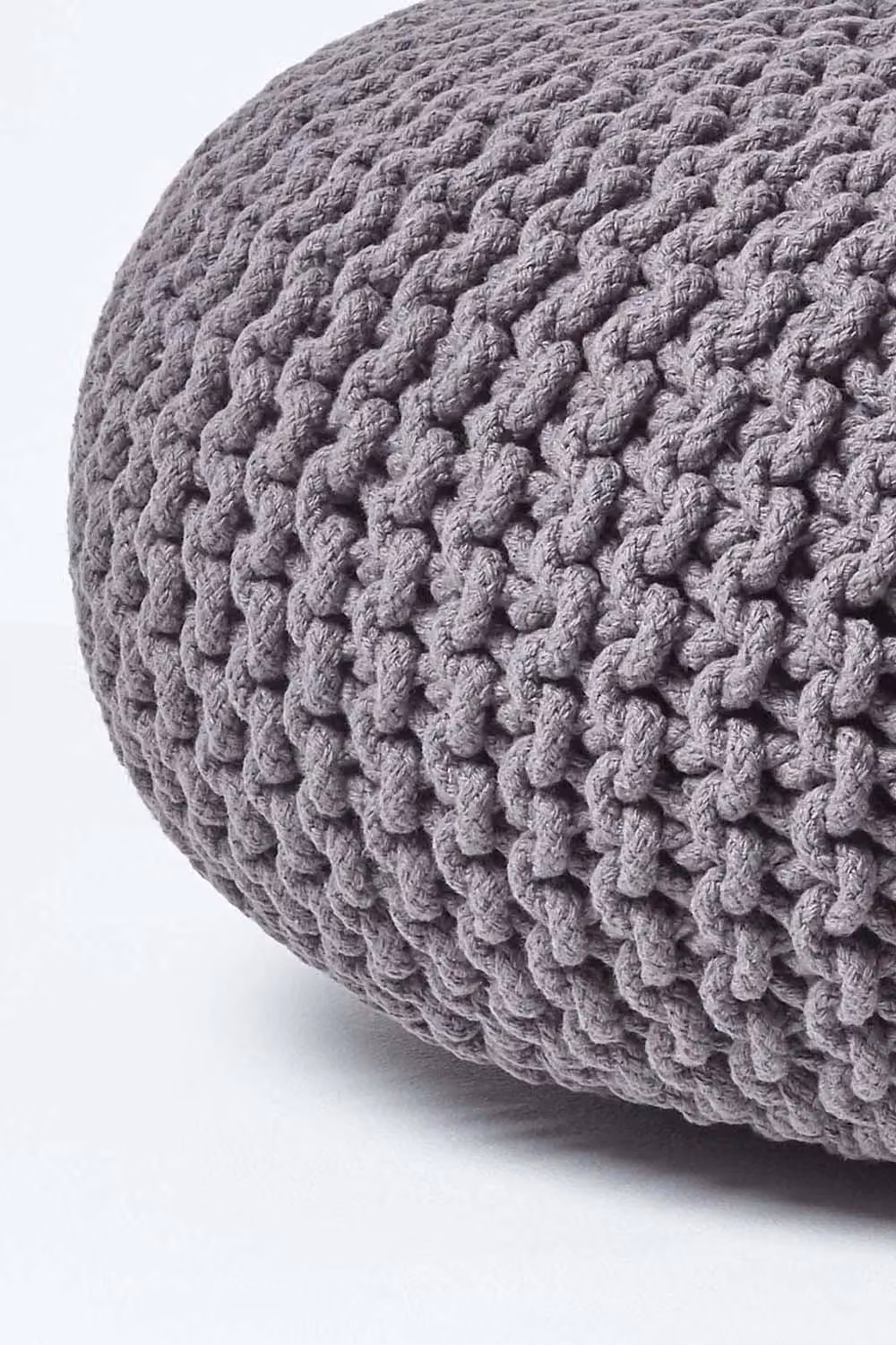 Homescapes Large Round Cotton Knitted Pouffe Footstool in Grey – 3